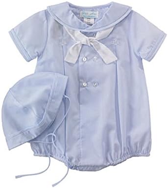 Baby Boys Sailor Suit Romper With Embroidered Anchors &amp; Necktie (3 Months)