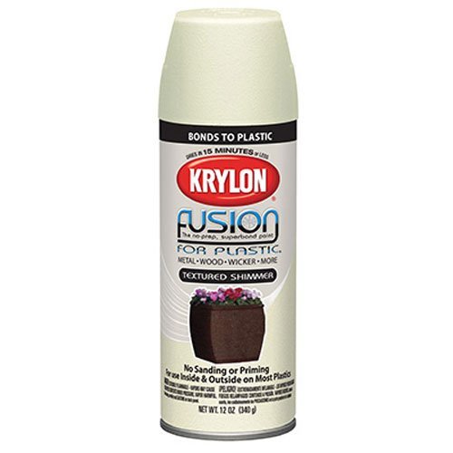 Krylon K02524000 Fusion For Plastic Textured Shimmer Aerosol Spray Paint, 12-Ounce, White Sands