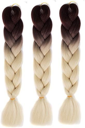Kashyk 1Pc Fashion Womens Ombre Long Braid Wavy Party Hair Extension, Ladies Colorful Cosplay Hairpiece Ponytail Extensions For Women