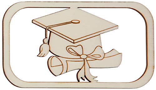Hofmeister Holzwaren wooden cutouts (Graduation hat with diploma, rectangular framed)