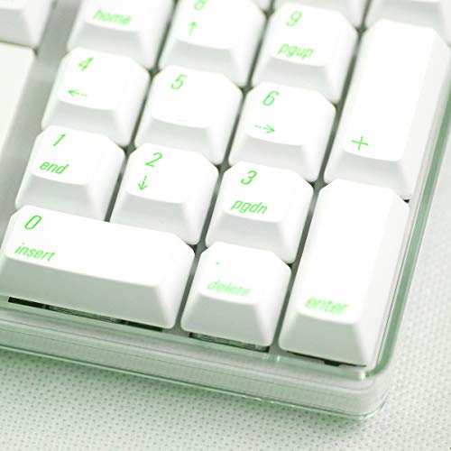 Qisan Mechanical Gaming Keyboard Crystal Case GATERON Blue Switch 100% Full Size 108 Keys PBT Dye-subbed Keycaps Green Font with White Backlight Magicforce