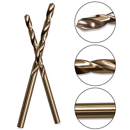 LudoPam 1/8 Inch Cobalt Drill Bit Set, M35 HSS Twist Jobber Length for Hardened Metal, Stainless Steel, Cast Iron, Pack of 10