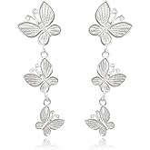 MYHAO 925 Sterling Silver Butterfly Drop Earrings for Women Teens Butterfly Dangle Earrings Studs Hypoallergenic
