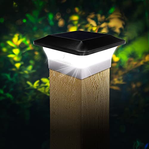 GEYUEYA Home Solar Post Light Color, Fence Post Solar Lights Outdoor LED Cap Light for 3x3 4x4 Wooden Posts Deck Patio Garden Decoration 2 Modes RGB/White Waterproof Lamp for Yard Porch Dock-1 Pack