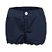 GAMISOTE Women Summer Scalloped Hem Short Casual Stretchy Shorts, Navy Blue, Medium