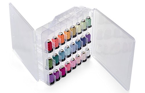 Bins & Things Thread Spools Storage Case | Nail Polish Organizer (48 Slots) Heavy-Duty Sewing, Embroidery, and Craft Box | Essential Oils Organizer | Travel-Friendly Carry Handle