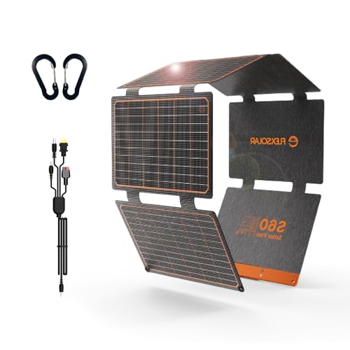 Solar Panel 60 W, FlexSolar Portable Foldable Solar Charger IP67 Waterproof Emergency Camping Power Supply for Small Electric Generator, Phone, Mobile Power Supply, PC