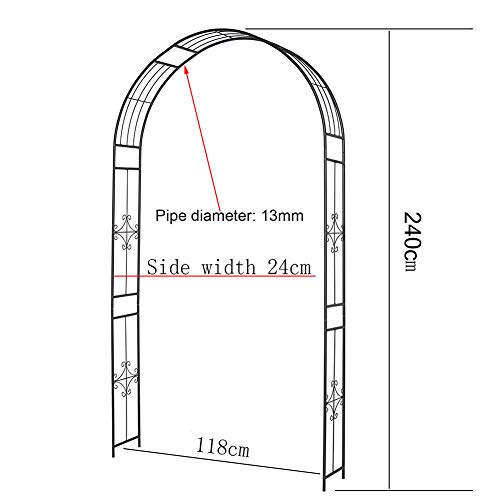 HLMBQ Rosenbogen Torbogen 240x 118 x 24 cm HxBxT,Metall Gartenbogen Rankbogen,wetterfeste Rankhilfe mit Verzierung… – Bild 6