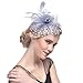 DRESHOW Fascinators Hat Flower Mesh Ribbons Feathers on a Headband and a Clip Tea Party Headwear for Girls and Women