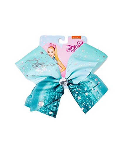 JOJO Siwa Girls Large Hair Bow Ties Rhinestones Colors Styles (Large Bow, Teal Paris)