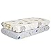 TILLYOU 2 Pack Fitted Crib Sheet Set - 100% Natural Cotton Toddler Bed Mattress Sheets,Standard 28”x 52”, Gray Dino&Woodland Animals