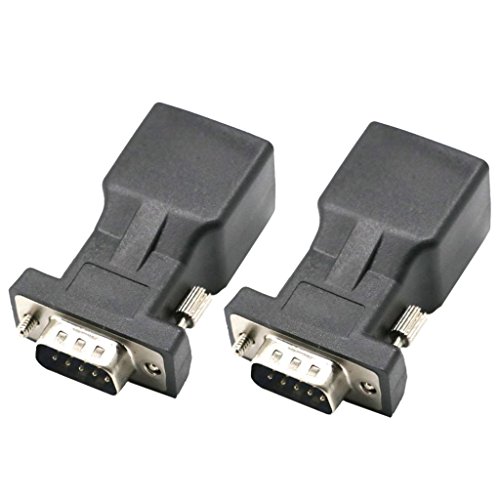 MonkeyJack 2 Pieces DB9 RS232 COM Male Port to RJ45 Female Connector Card DB9 Serial Port Extender to LAN CAT5 CAT6 RJ45 Network Ethernet Cable Adapter - Thumbnail 7