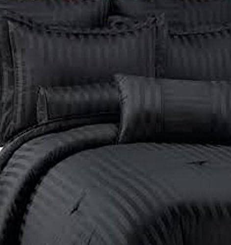 New Collection Luxurious 550tc 3 Pcs Sheet Set 100% organic Pima cotton Twin Black Sateen Stripe