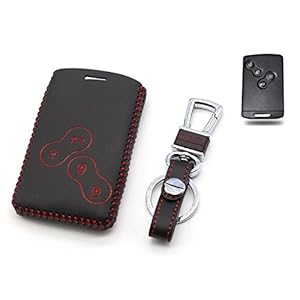 Happyit Lederen autosleutelhoesje sleutelhanger voor Renault Clio Scenic Megane Duster Sandero Captur Twingo Koleos 4…
