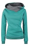 Ecowish Women's Special Desigan High Collar Long Sleeve Fleece Hoodied Sweatshirt
