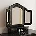 Tribesigns Vanity Makeup Table Set, French Vintage Vanity Dressing Table Set with 3 Tri Mirror and Stool Bedroom, Black