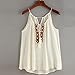 Lisingtool Blouse,Tasselled Drawstring Neck Embroidered Cami Top Tank Tops T Shirt (X-Large, Beige)