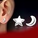 Acxico Moonlight Express Moon and Stars Stud Earrings