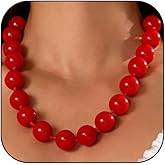 CXENSJH Chunky Beaded Necklace for Women Big Beads Large Chunky Beaded Necklace Vintage Boho Jewelry