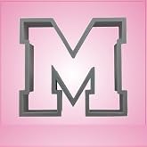 Varsity Letter M Cookie Cutter 2 Inch (Plastic)