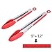 SUCHMIX Set of 2 Stainless Steel Kitchen Tongs with Silicone Tips, Heat Resistant Cooking Tongs, Kitchen Tongs, Salad Tongs, BBQ Tongs,Serving Tongs, Locking Tongs - Bonus Oil Brush