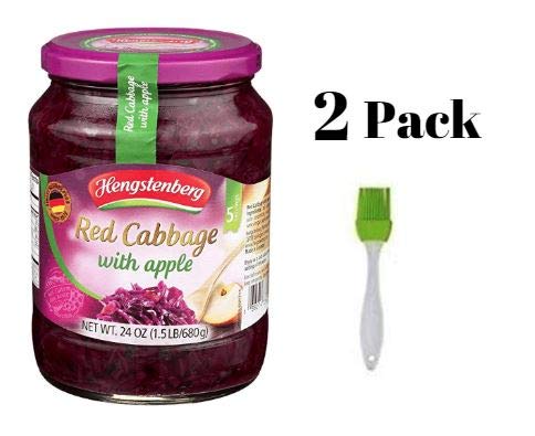 Hengstenberg Red Cabbage Bundled with Apple, 24 oz (2 Pack) Bundled with Silicone Basting Brush in a Prime Time Direct Sealed Bag