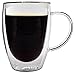 Bistro Mug with Handle from JavaFly, Double Walled Thermo Glass Cup, Set of 2 - 12oz