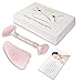 Jade Roller and Gua Sha Tools Set- Rose Quartz Face Roller- 100% Natural Jade Facial Roller Face Eye Neck Skin Rollers Massager for Anti Aging, Wrinkle,No Squeaks