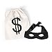 PAUBOLI Robber Costume Black Eye Mask+ Canvas Drawstring Bag Dollar Sign 11 x 17 and 8 x 10 Optional (8 x 10 inches)