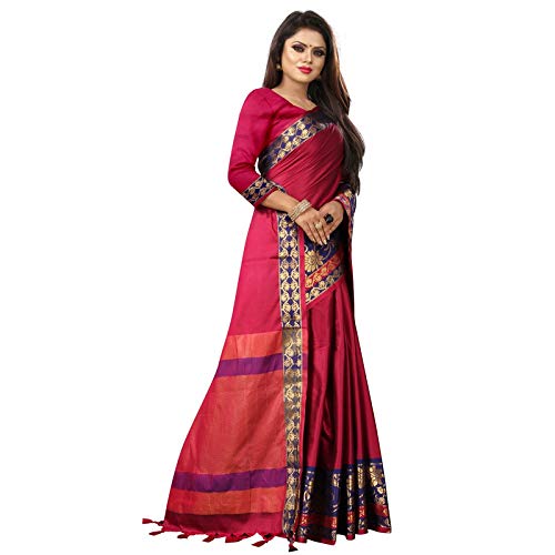 Enterprise Women Silk Saree (Be-125 Saree -Pink)