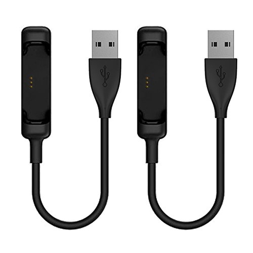 Kissmart Fitbit Flex 2 Charger Cable (2PCS), with Reset Button Replacement Charger Charging Cable Cord for Fitbit Flex 2 Smart Bracelet (Black, Pack of 2)