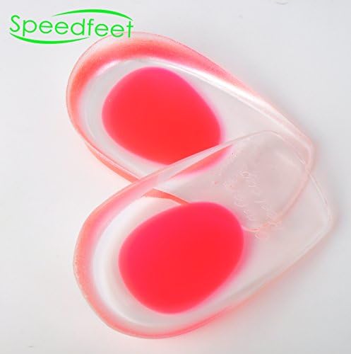 Speedfeet Massaging Insoles for Pain Heel and Heel Spurs,Gel Insoles for Women Shoes Insert(Women Red)