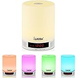 I-SUPERSIM Romantic lighting Wireless Bluetooth 4.0 Speaker 10W Alarm Clock Music Player APE MP3 WMA Lossless Music Support, Hands Free Calling Mic, Micro TF SD Card, USB AUX Input 15 Hour Pla -WHITE