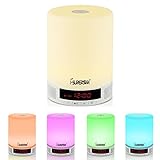 i-SUPERSIM LED Bluetooth Speaker, Bluetooth Music Player, Bedside Lamp, Table Lamp, Romantic Warm lighting, Alarm Clock, Smart Noise Reduction, Hands Free Calling Mic, Micro SD Card - White
