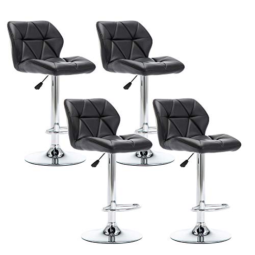 NOBPEINT Shell Back Adjustable Swivel Bar Stools, Black(Set