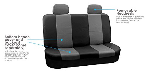 FH Group PU001114 Classic Synthetic Leather Full Set Car Seat Covers, Gray/Black Color - Fit Most Car, Truck, Suv, or Van - Thumbnail 4