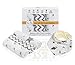 TINY ZONE Muslin Swaddle Blankets, Receiving Blankets for Newborn Boy, Girl, Unisex | Organic Bamboo Cotton with Bonus Bib (3 Pack)| Baby Swaddle Blanket, Swaddle Wrap, Muslin Swaddle