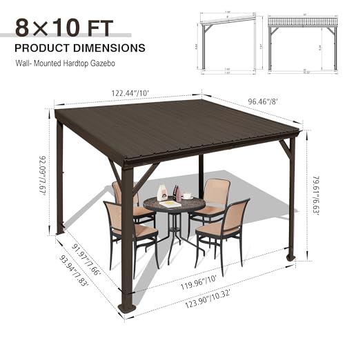 Domi 8' x 10' Wall Mounted Hardtop Gazebo Review: Lean-to Patio Shelter image 19