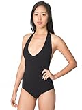 American Apparel Cotton Spandex Jersey Halter One-Piece Leotard, Black, X-Large
