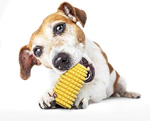 Jokohub Dog Chew Toys, Corn Shape Indestructible Tough Durable Dog Toothbrush Toys Interactive Dog Toy for Aggresive Chewers Dog Dental Teeth Cleaning