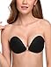 Wingslove Adhesive Bra Reusable Strapless Self Silicone Push-up Invisible Sticky Bras for Backless Dress (Black,E)