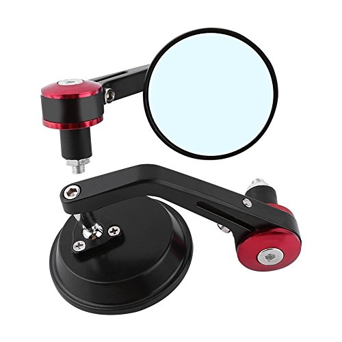 TUINCYN 7/8 Inch 22MM Motorcycle Handle End Rearview Mirrors Universal Round Aluminum Rear View Mirror Adapter Black for Yamaha Honda Triumph Ducati Motif (Pack of 2)