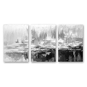 wall26 3 Panel Canvas Wall Art Black and...