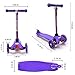 ChromeWheels Scooter for Kids, Deluxe 4 Adjustable Height 3 Wheels Glider with Kick Scooters, Lean to Steer with LED Flashing Light for Kids 3-6 Years Old Girls Boys Toddlers, Purple
