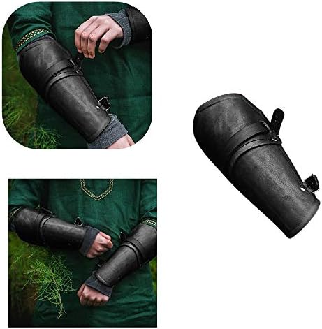 RINKOUa Men's Wrist Guard New Style Retro Imitation Leather Wrist Guard,Leather Arm Guards,Gauntlet (Black)