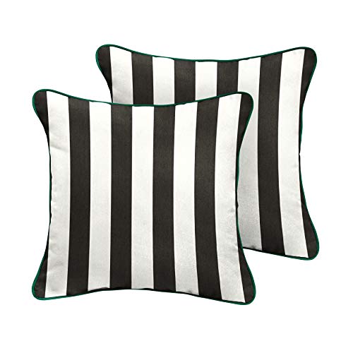 Sorra Home x Sunbrella - Square Pillows (Set of 2), Cabana Classic Stripes & Gr…