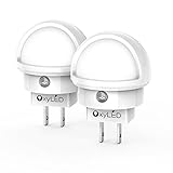 LED Night Light, Oxyled Plug-in Wall Light with Dusk to Dawn Sensor, 0.26W White Light with Bedroom Bathroom Kitchen Hallway Kids Baby Nursery 360 Degree Rotating Head(2 pack)