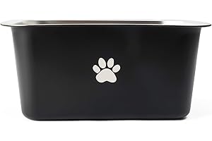 Podinor 2.5 Gallons 40 Cup Non Slip Stainless Steel Large Dog Water Bowls, Outdoor Metal Dog Bowls Extra Large Breed, High Capacity Water Bowl for Big Giant Huge Dogs, Black