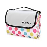JAMFLY Picnic Outdoor Camping Beach Blanket Mat with Waterproof Backing 78