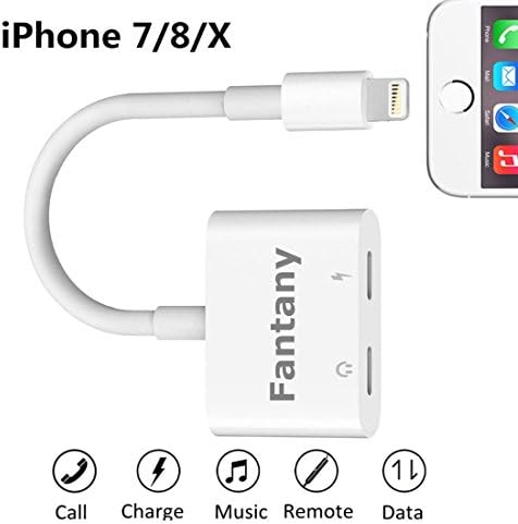 [Upgraded Version] Apple iPhone 7 Splitter &amp; Adapter, Fantany Premium iPhone 7 Adapter Charge and Headphone, 2 in 1 Lightning Adapter for iPhone 7 / 7 Plus / 8 / X, Support Call / Audio + Charge